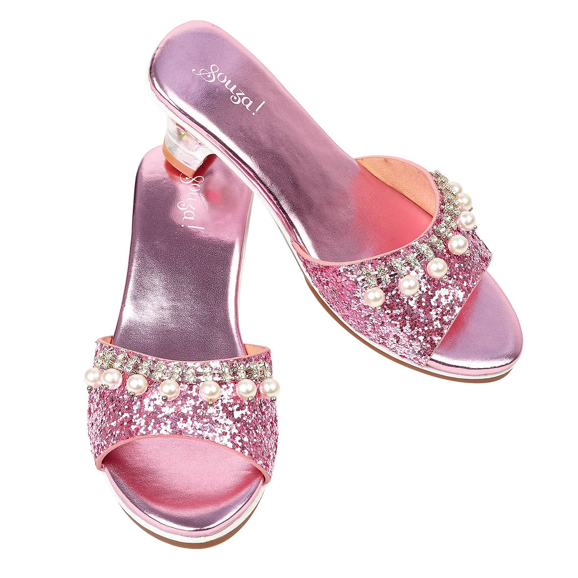 Marie-Claire Slippers, hoge hak roze metallic