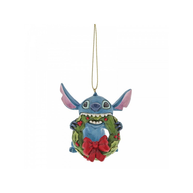 Stitch met kerstkrans Hangend ornament