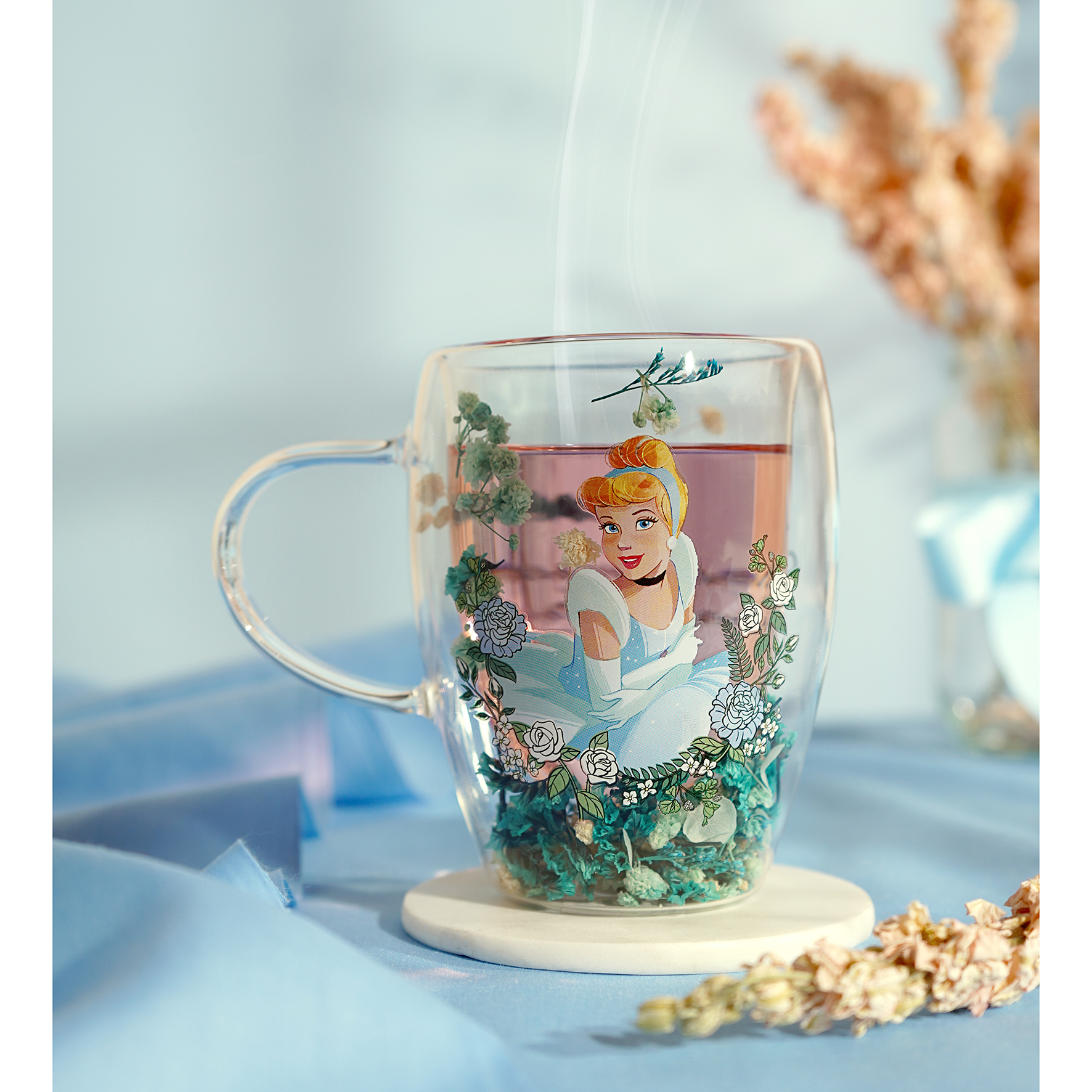Dubbelwandig Theeglas Disney Prinses Cinderella - Afbeelding 3