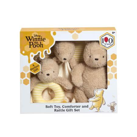 Disney Winnie The Pooh 100 Knuffel, Comforter en Rammelaar Cadeauset - Afbeelding 2