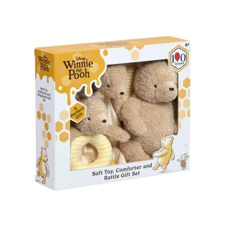 Disney Winnie The Pooh 100 Knuffel, Comforter en Rammelaar Cadeauset - Afbeelding 3